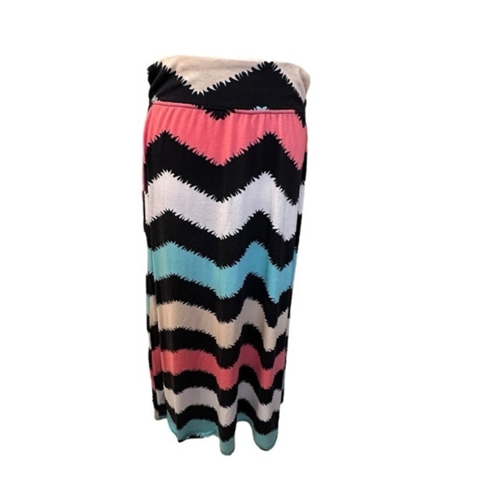 Women’s XL Magazine Black Multi Color Western Style Chevron Maxi Skirt
